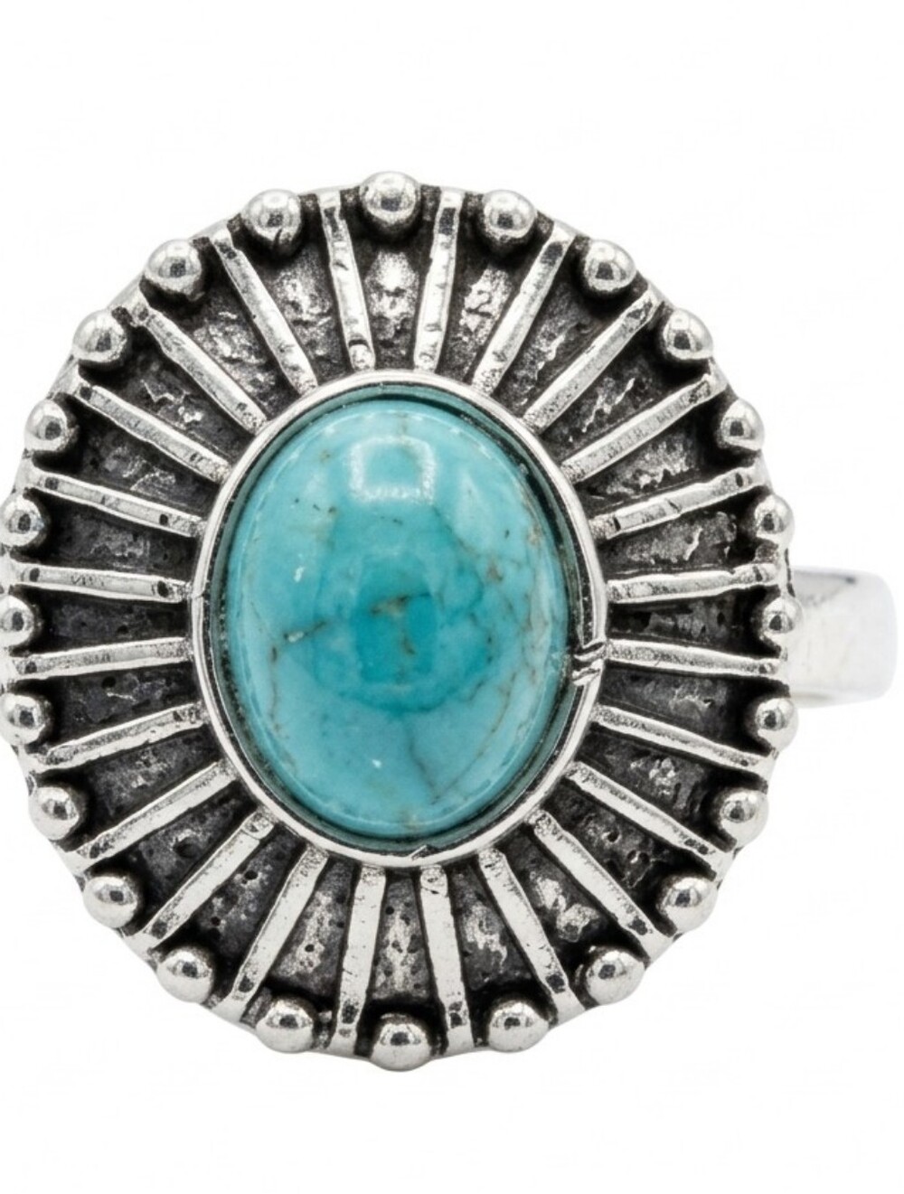 TURQUOISE  NAVAJO  BLUE FASHION SILVER LADIES SIZE 6 RING